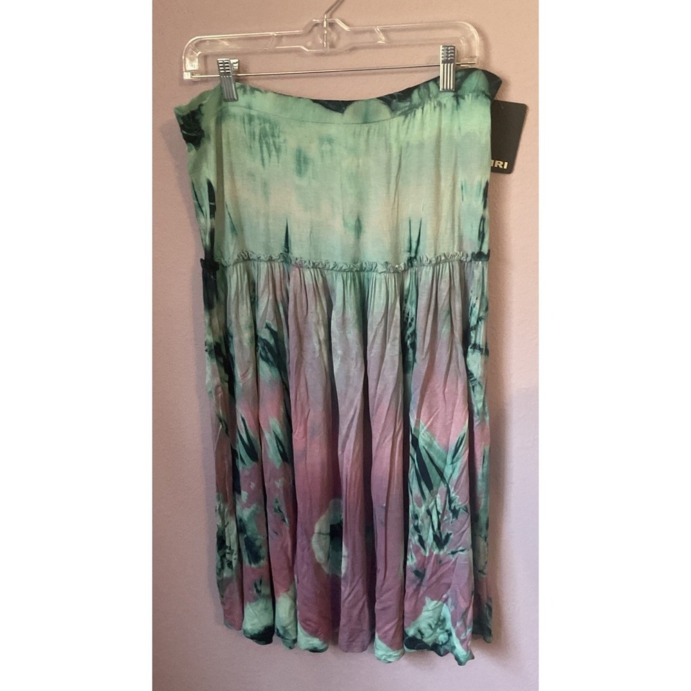 Dimri Teal Purple‎ Tie Dye Midi Hippie Boho Festival Skirt Large